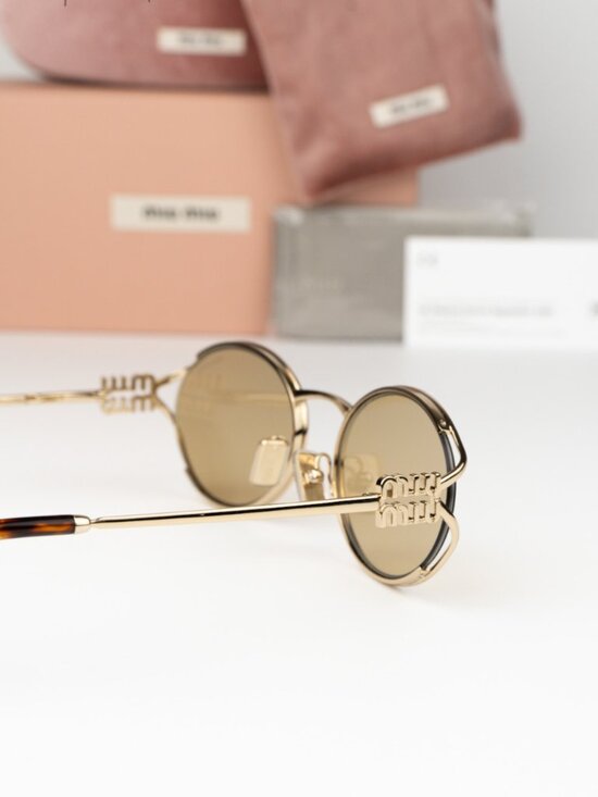Miu Miu Women Sunglasses LOGO Pale Gold Yellow Oval MU52YS ZVN10R NEW AUTHENTIC main image 7